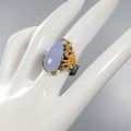Künstlerischer Ring mit Chalcedon Topas 925 Größe 17,5