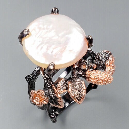 Kunstvoller barocker Perlen Ring Blumen Größe 17