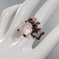 Kunstvoller barocker Perlen Ring Blumen Größe 17