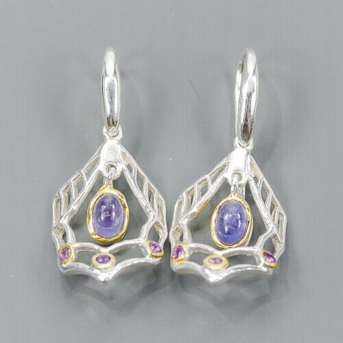 Künstlerische Ohrringe Tansanit Amethyste 4 925
