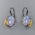 Künstlerische Chalcedon Topas Ohrringe 925 4