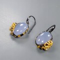 Künstlerische Chalcedon Topas Ohrringe 925 4