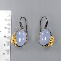 Künstlerische Chalcedon Topas Ohrringe 925 4