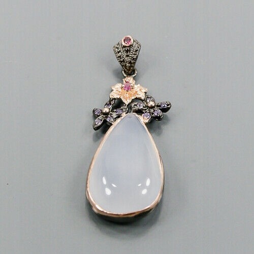 Künstlerischer Granat Anhänger 22ct Chalcedon Amethyst