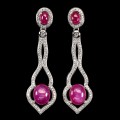 4 Ohrringe 925 natürliches Rubin Zirkonia