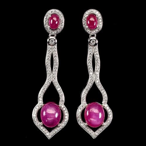 4 Ohrringe 925 natürliches Rubin Zirkonia