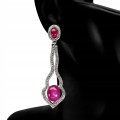4 Ohrringe 925 natürliches Rubin Zirkonia