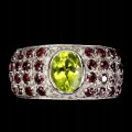 Ring 925 14,5 natürliche Olivin Granat