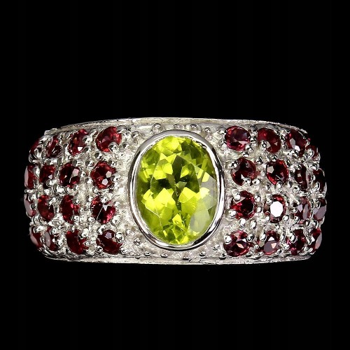 Ring 925 14,5 natürliche Olivin Granat