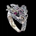 Drachenring, 925er Silber, Markasit-Rubine,  20