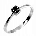 Schwarzer Diamantring, 0,35 ct, Silber 925, 19