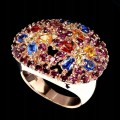 Silberring Granat r 15,5 Cyanit Saphire