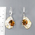 Künstlerische 925 Cognac Topas Quarz Ohrringe