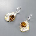 Künstlerische 925 Cognac Topas Quarz Ohrringe
