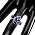 Zarter Ring 925 natürliche Tansanite gr. 14
