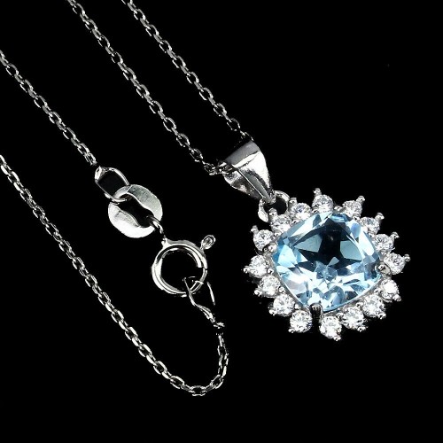 Sky Blue Topas 925 Silber Halskette natur 15
