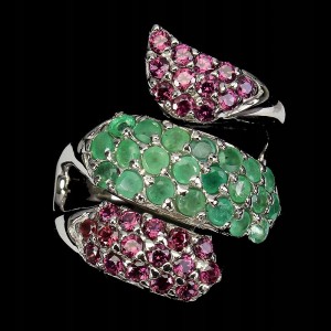 Ring Granat 925 Silber Smaragde 17 2