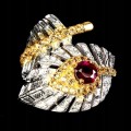 Silberner Granatring 15,5 Songea Saphire