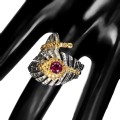 Silberner Granatring 15,5 Songea Saphire