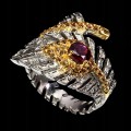 Silberner Granatring 15,5 Songea Saphire