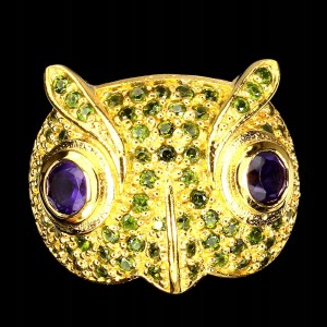Ringeule Amethyst Diopside  17,5 natur