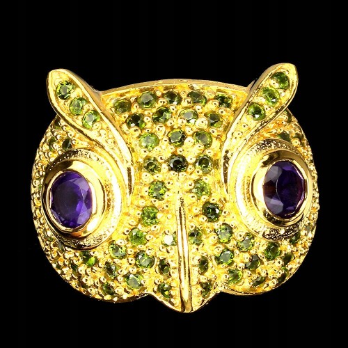 Ringeule Amethyst Diopside  17,5 natur