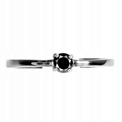 Schwarzer Diamantring, 0,14 ct, Silber - 16,5