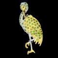 Silberbrosche 925 natürlicher Diopsid Saphir Vogel 3