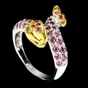 Natürlicher Diopsid-Granatring 17,5 Schlange