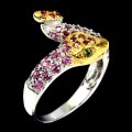 Natürlicher Diopsid-Granatring 17,5 Schlange