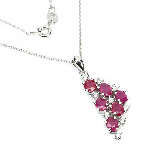 Elegante Halskette aus 925er Silber mit Rubinen und Zirkonias