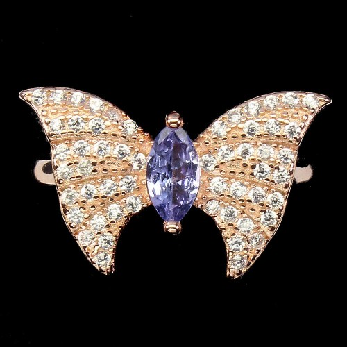 Natürlicher Tansanit Schmetterling Ring Größe 11,5 zart