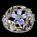 Ring Größe 15,5 Silber 925 Diopsid Tansanite