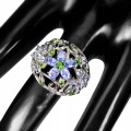 Ring Größe 15,5 Silber 925 Diopsid Tansanite