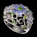Ring Größe 15,5 Silber 925 Diopsid Tansanite