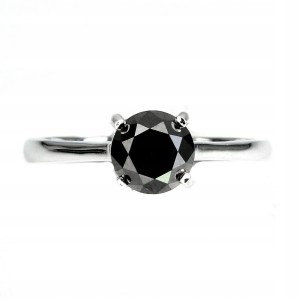 Ring schwarzer Diamant 1,425 ct Silber Größe 17