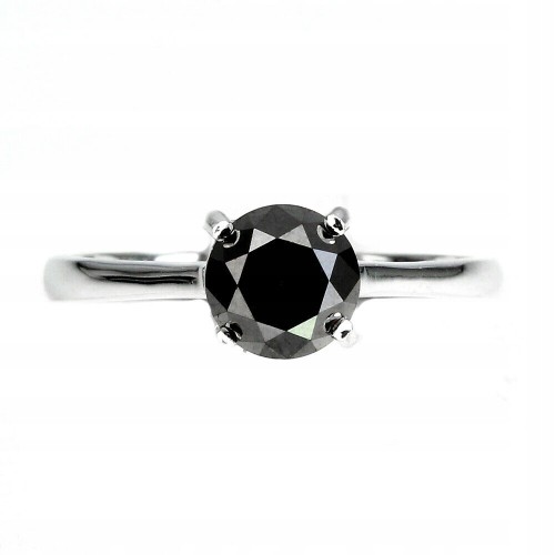 Ring schwarzer Diamant 1,425 ct Silber Größe 17