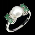 Ring Größe 15 zarte natürliche Smaragd Perle
