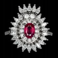 Ring natürlicher Rubin Zirkonia Silber Größe 15
