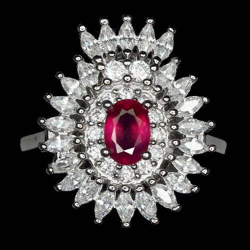 Ring natürlicher Rubin Zirkonia Silber Größe 15