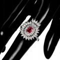 Ring natürlicher Rubin Zirkonia Silber Größe 15