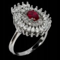 Ring natürlicher Rubin Zirkonia Silber Größe 15