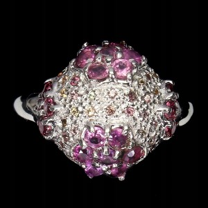 Silberring Granaten Saphire Songea Größe 14,5