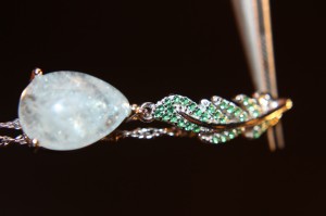 Silberkette mit natürlichem Aquamarin Blatt 925