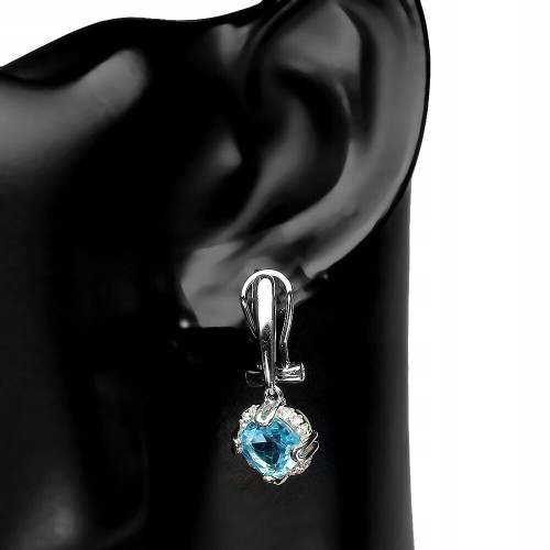 Silberne zarte Ohrringe Natur Topas Sky 1