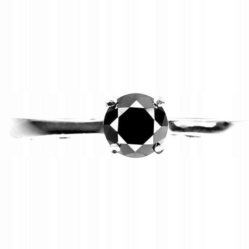 Natur Ring 0,74 ct schwarzer Diamant Größe 12
