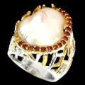 Ring Barockperle Granate Silber 925 Größe 19