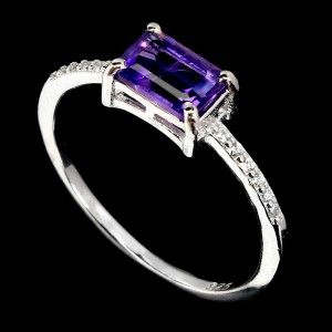 Ring natürlicher Amethyst zart 925 Größe 15