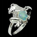 Ring Natur Opal Weiß Topas Frosch Größe 14