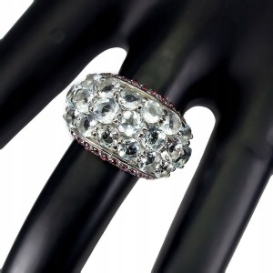 Ring Größe 16 natürliche Aquamarin Granate 925